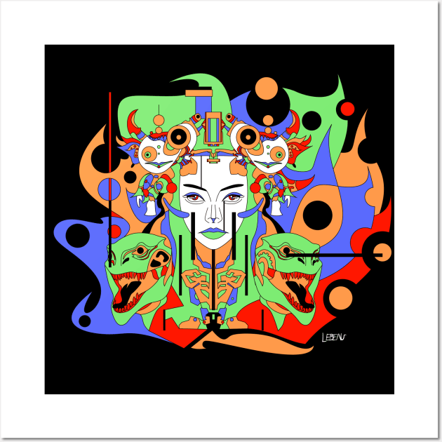 paninaro metal madness in ecopop abstract woman kaiju art Wall Art by jorge_lebeau